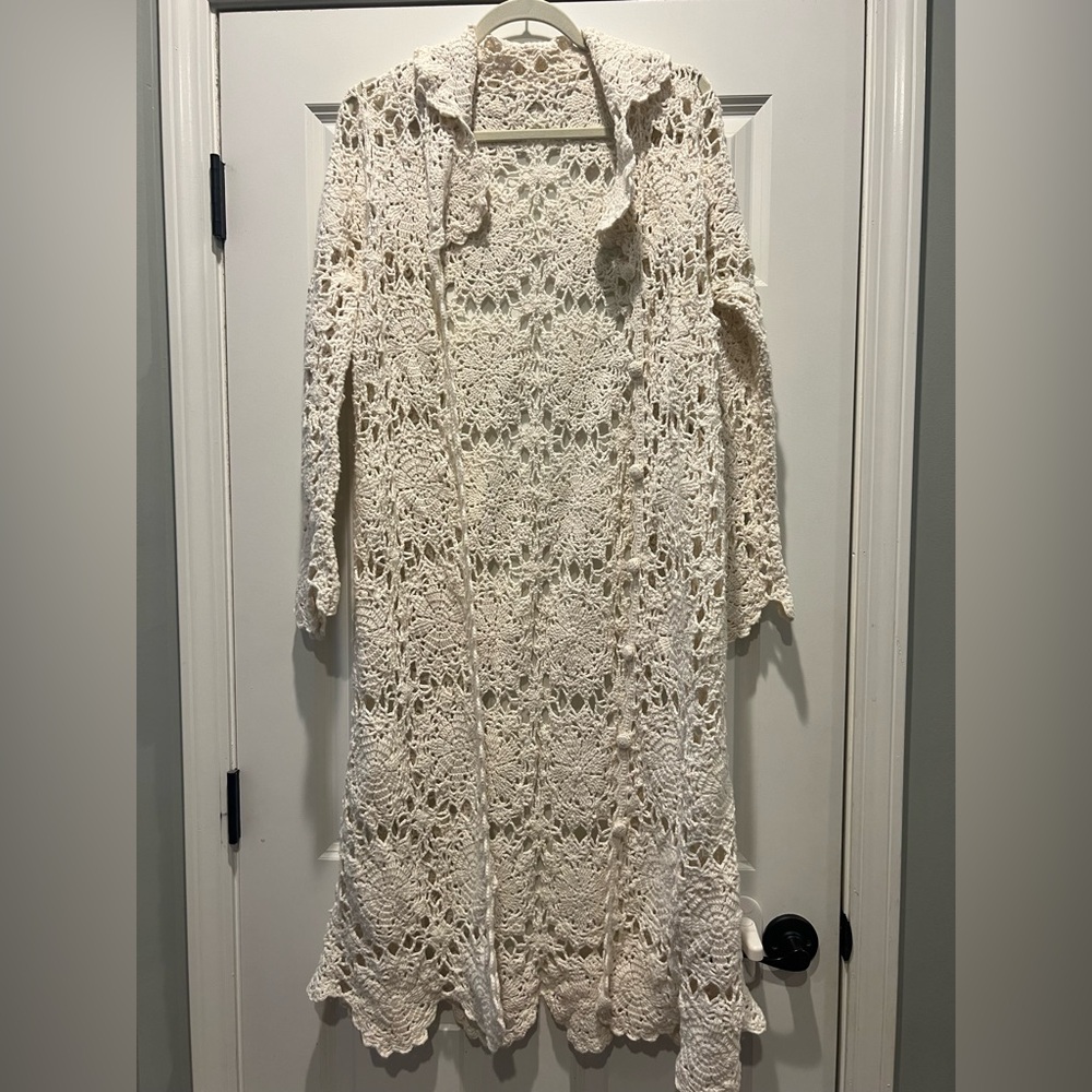 Vintage Fairy crochet cardigan Women, Boho Sweater